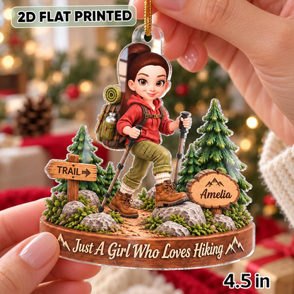 Personalized Acrylic Ornament, Just a Girl Who Loves Hiking, Creative Forest Gift for Granddaughter