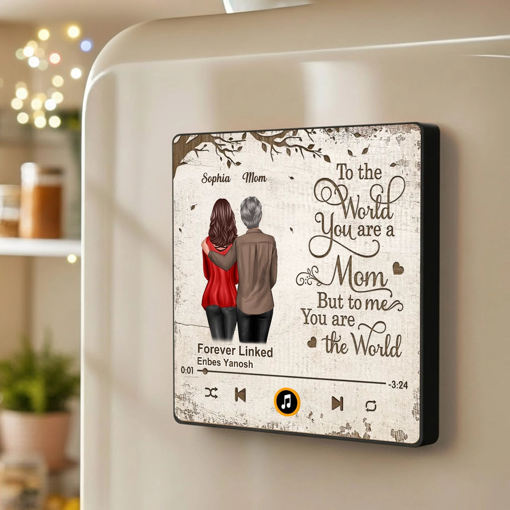 Acrylic Music Magnet Mother and Daughter Forever Linked Together Fridge Decoration, Sweet Personalized Gift