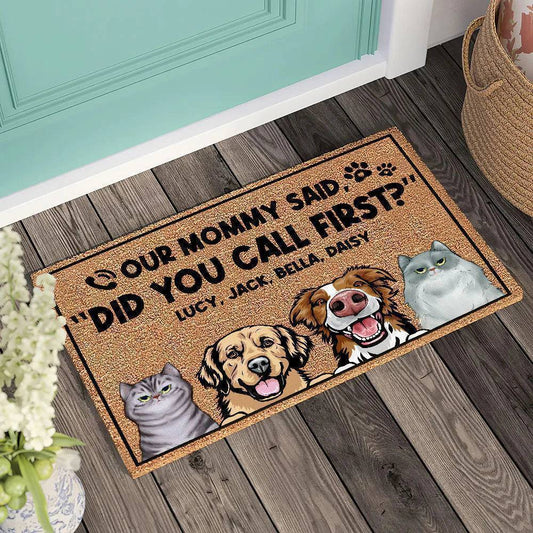 Did You Call First, Personalized Door Mat, Gift For Dog And Cat Lover