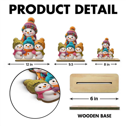 Wooden Snowman Family Décor Plaque for Christmas Gift