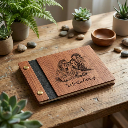 Personalized Wooden Memory Book with Custom Photo Cover, Family Keepsake Album Gift for Parents & Grandparents