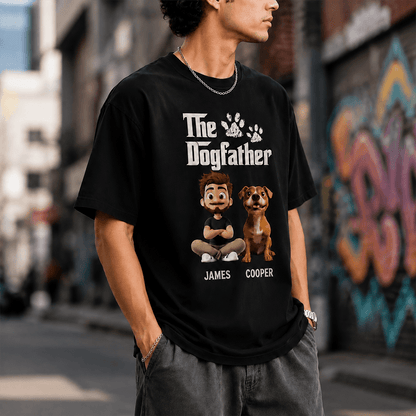 Custom Dog Dad Apparel, Personalized Dogfather Shirt for Pet Lovers, Funny Cartoon Dog Gift for Men, Dads & Husbands