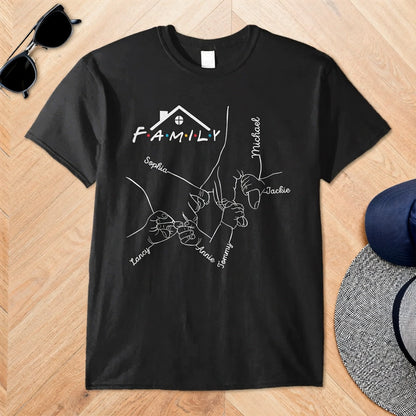 Personalized Family Pinky Promise Line Art Classic Tee, Custom Names Keepsake, Unique Gift for Mom or Grandma