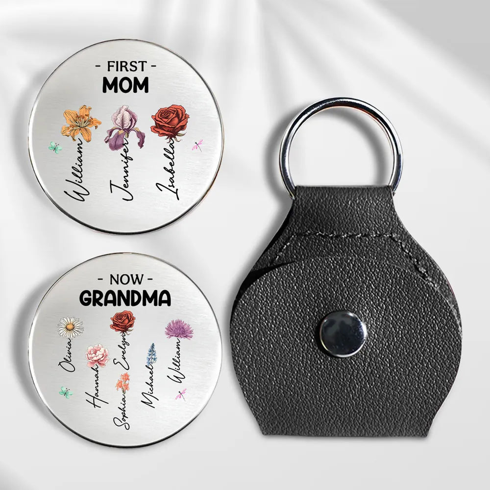 Pocket Hug for Mom Turned Grandma, Personalized Floral Keepsake Coin, Sweet Everyday Reminder Gift From Kids
