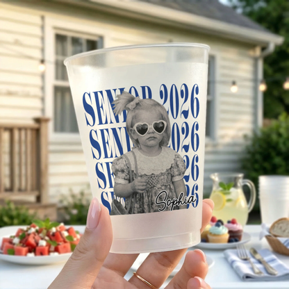 Personalized Graduation Photo Cup, Custom Frosted Party Cups for Grad Parties, Open House, BBQ & Family Celebrations