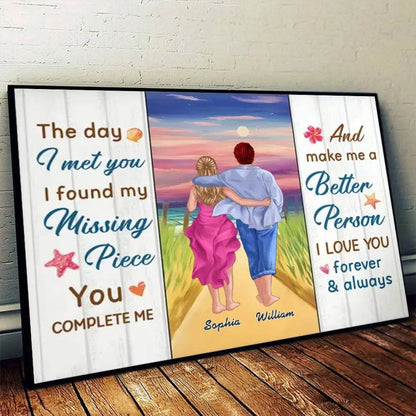 The Day I Met You - Personalized Canvas/Poster - Completing Each Other, Forever Better Together