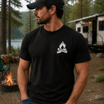 Personalized Camper T-Shirt, Custom Name & Year, Dual-Sided RV Camping Tee, Unique Gift for Campers