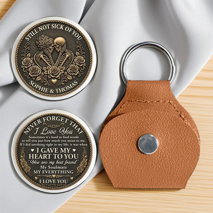 Personalized Pocket Hug with Skeleton Couple & Roses, Unique Creative Gift for Partner