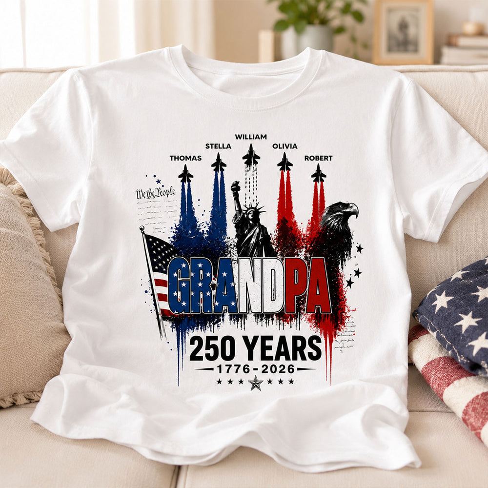 Patriotic Jet Fighter Classic Tee, Personalized Grandpa America Pride Unique Gift for Father's Day