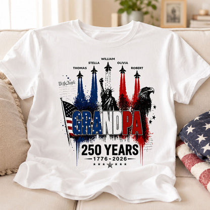 Patriotic Jet Fighter Classic Tee, Personalized Grandpa America Pride Unique Gift for Father's Day