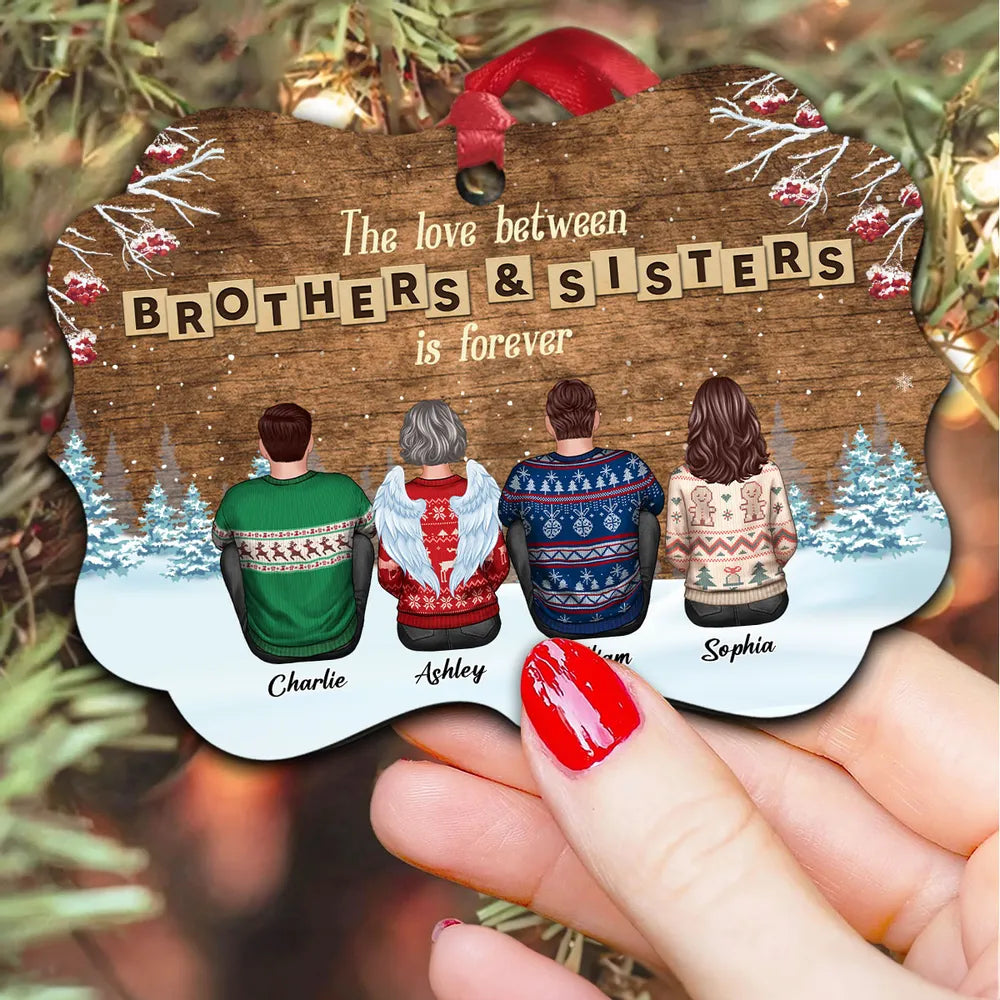 Christmas Love Between Brothers & Sisters Personalized Ornament or Poster or Keychain or Plaque