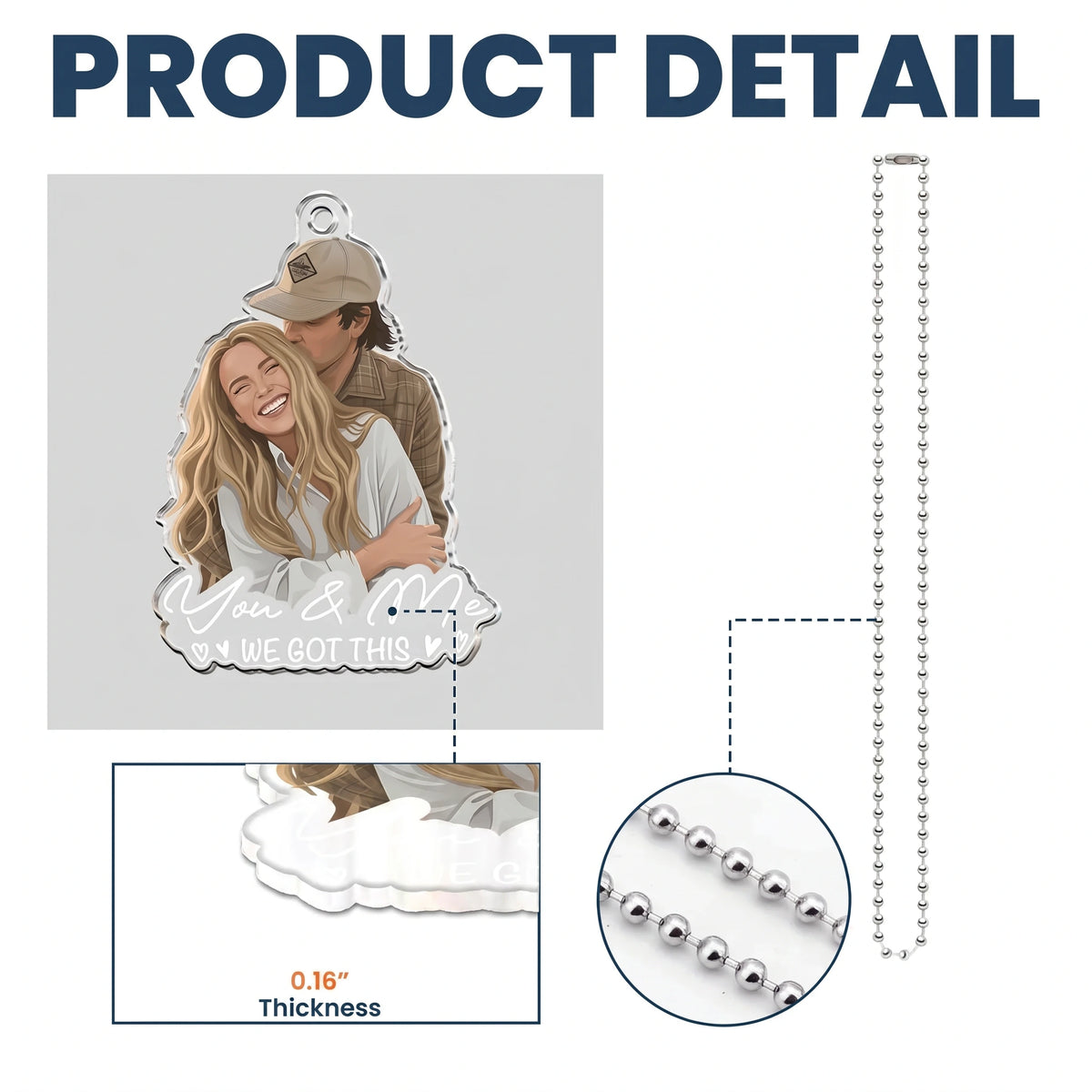 Personalized Acrylic Car Hanger With You & Me Couple Portrait, Unique Creative Gift For Anniversary Drives