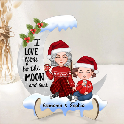 Personalized "I Love You to the Moon and Back" Personalized Ornament, Plaque, Keychain, Sign – Custom Gift for Grandma and Grandkid