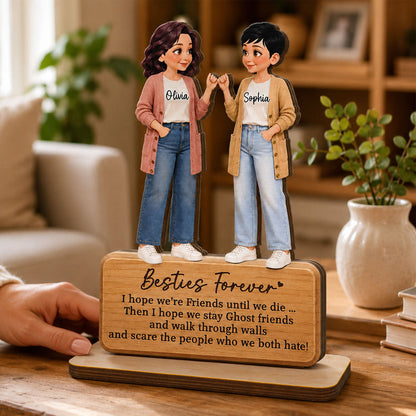 Personalized 2-Layer Wooden Plaque, Pinky Promise Friends Forever, Unique Gift for a Close Friend
