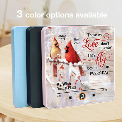 Personalized Cardinal Memorial Acrylic Music Magnet for Fridge Decor, Rustic Winter Look, Unique Sympathy Gift