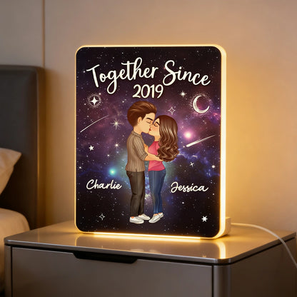 Personalized Acrylic Light Box for Couples with Galaxy Night Kiss, Soft Glow Romantic Bedroom Lamp, Unique Anniversary Gift