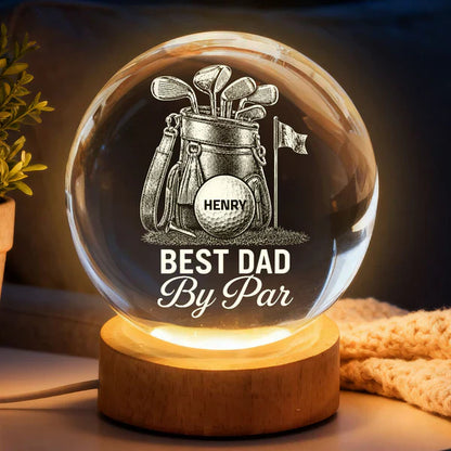 Personalized Golf Dad Globe Lamp, Best Dad By Par Night Light, Unique Father's Day Gift For Dad