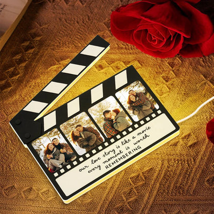 Clapperboard Acrylic Light Box, Personalized Photos and Warm Glow Bedroom Decor for Couples, a Unique Romantic Gift