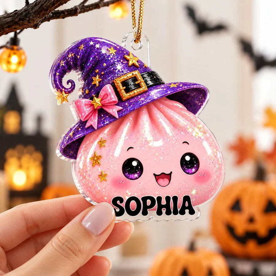 Personalized Acrylic Ornament, Cute Halloween Dumpling Keepsake, Unique Gift for Kids and Teens