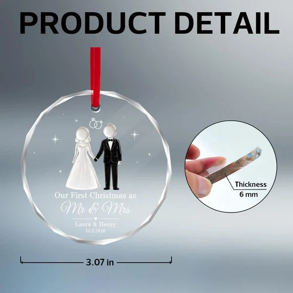 The Year We Became Mr & Mrs Personalized Crystal Ornament, Romantic Keepsake and Creative Couple Gift
