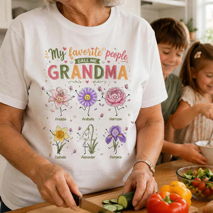 Personalized Classic Tee With Grandma Quote & Birth Month Flowers, Unique Creative Gift For Grandma