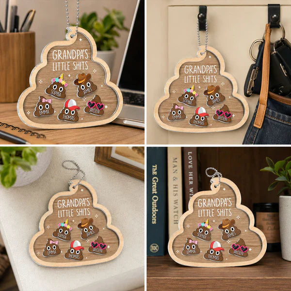 Personalized Acrylic Car Hanger for Grandpa, Funny Little Crew Car Mirror Decor, Unique Father's Day Gift
