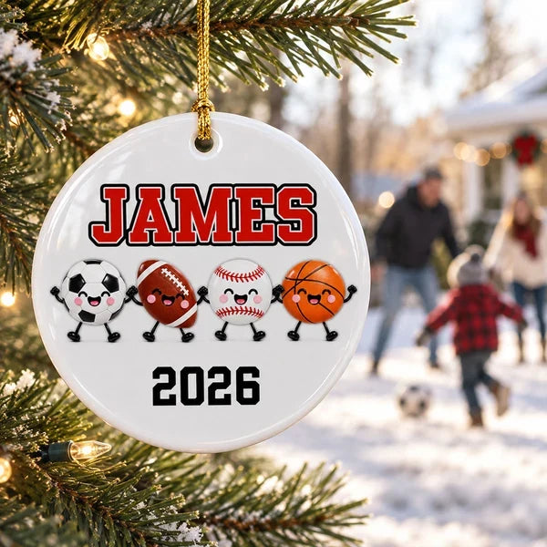Personalized Ceramic Ornament, Smiling Multi-Sport Team Keepsake, Creative Gift for Kids and Sports Fans