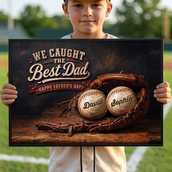 Personalized Poster with Vintage Baseball Glove & Balls, Unique Father's Day Gift for Dad