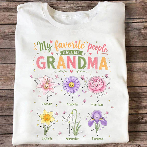 Personalized Classic Tee With Grandma Quote & Birth Month Flowers, Unique Creative Gift For Grandma