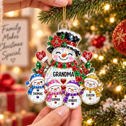 Grandma's Little Snowmen Personalized Acrylic Ornament, Heartwarming Family Keepsake, Creative Christmas Gift for Grandma