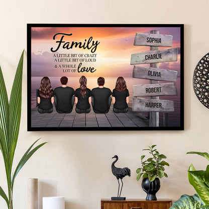 Beach Landscape Family A Little Whole Lot of Love Sign Posts Personalized Poster or Plaque or Keychain or Ornament , Home Decoration, Gift For Family