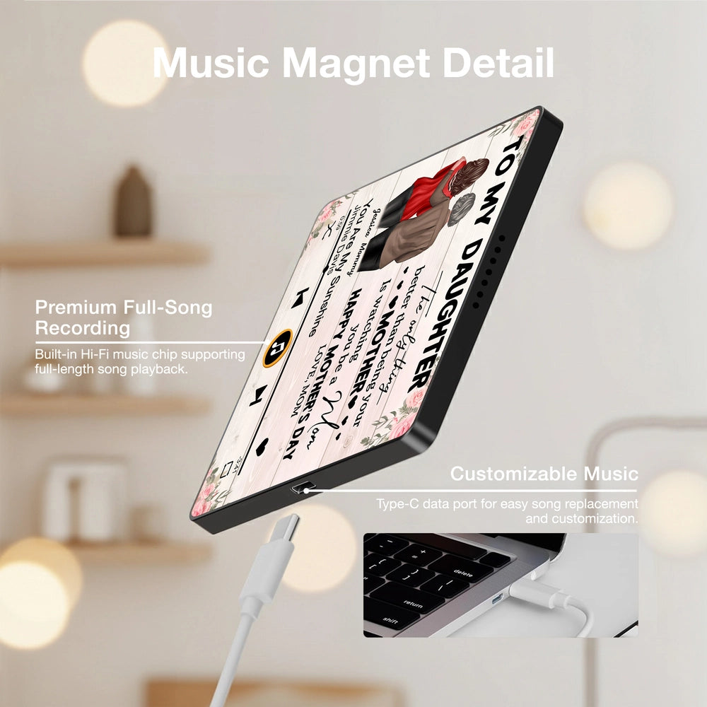 Personalized Acrylic Music Magnet To My Daughter, Mother Watching You Be a Mom, Floral Fridge Decor, Unique Mother's Day Gift
