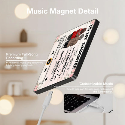 Personalized Acrylic Music Magnet To My Daughter, Mother Watching You Be a Mom, Floral Fridge Decor, Unique Mother's Day Gift