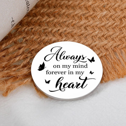 Pocket Hug Keepsake, Stainless Steel, Customizable Mother & Daughter Art, Always on My Mind, Unique Gift for Mom or Daughter