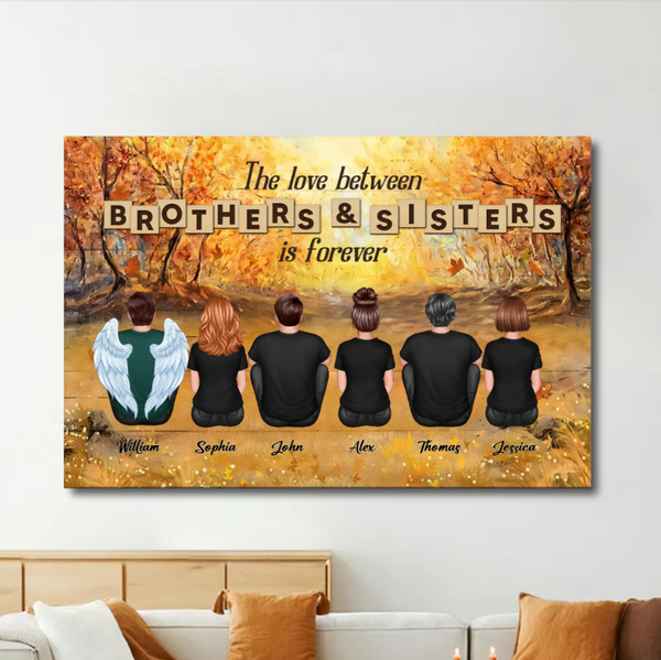 Personalized Brothers & Sisters Forever Poster or Canvas, Keychain, Plaque, Car Hanger, Wallet Card - Perfect Gift for Siblings, Memorial Keepsake