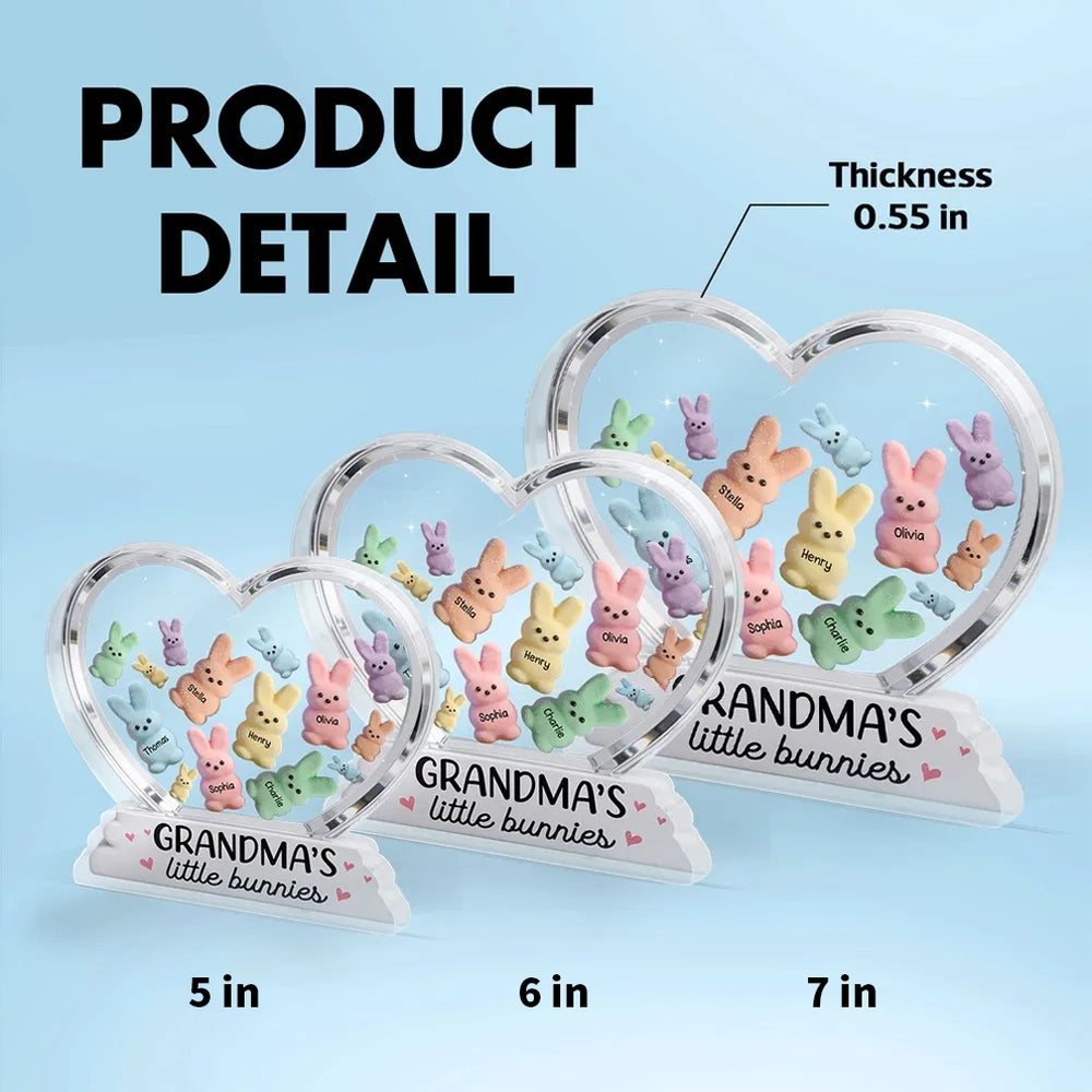Personalized Shaped Acrylic Block Plaque Grandma's Little Bunnies Heart Easter Decor, Unique Gift for Grandma
