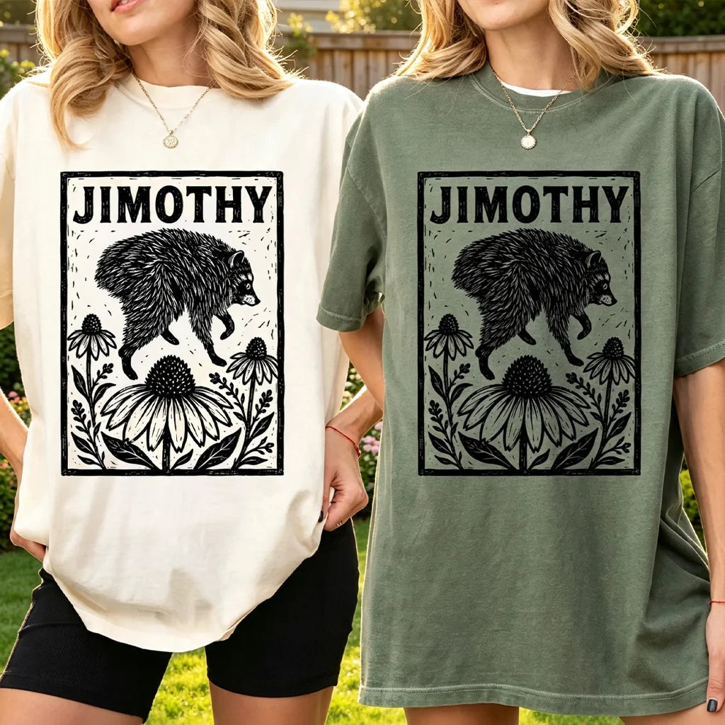 Viral Jimothy Raccoon Classic Tee, Custom Funny Animal Shirt, Creative Gift for Everyday Casual Style