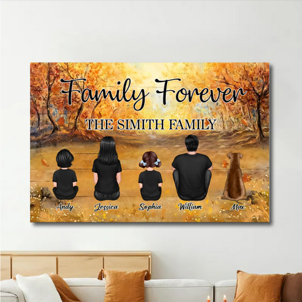 Family Forever Beach Design - Personalized Poster, Keychain, Wallet Card, and Pillow, Unique Gift2