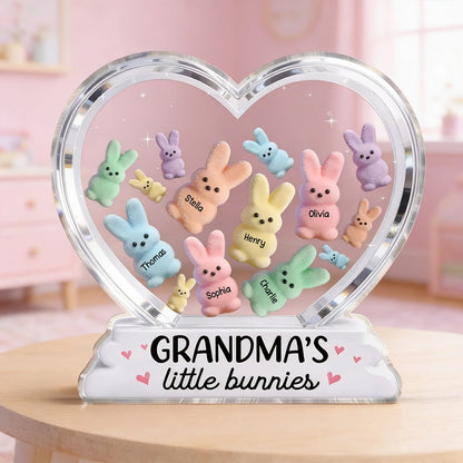 Personalized Shaped Acrylic Block Plaque Grandma's Little Bunnies Heart Easter Decor, Unique Gift for Grandma