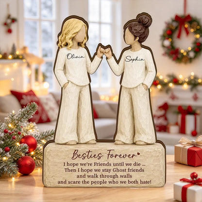 Thick Wooden Plaque, Besties Forever Pinky Promise Friends, Warm Neutral Decor, Unique Gift for Best Friend