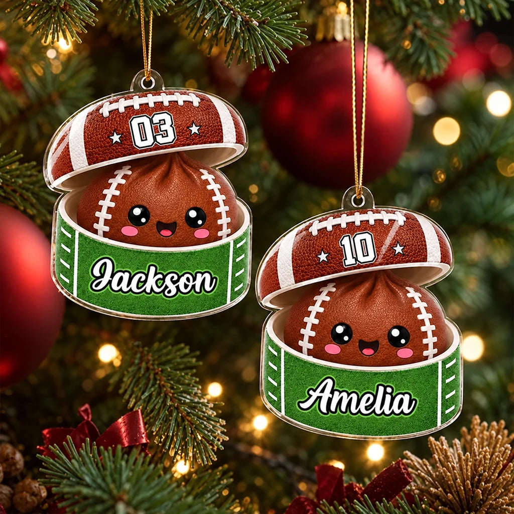Personalized Acrylic Ornament, Cute Football Dumpling Popping Up on a Christmas Tree, Creative Gift for Kids