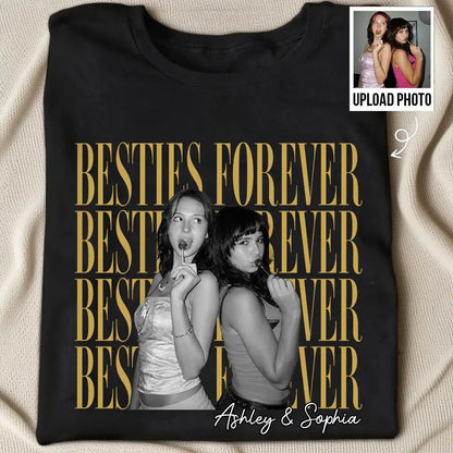 Personalized Classic Tee With Retro Besties Forever Photo, Unique Gift For Close Friends