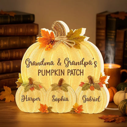 Acrylic Light Box with Glowing Pumpkin Patch, Heartwarming Personalized Fall Display, Creative Gift for Grandparents