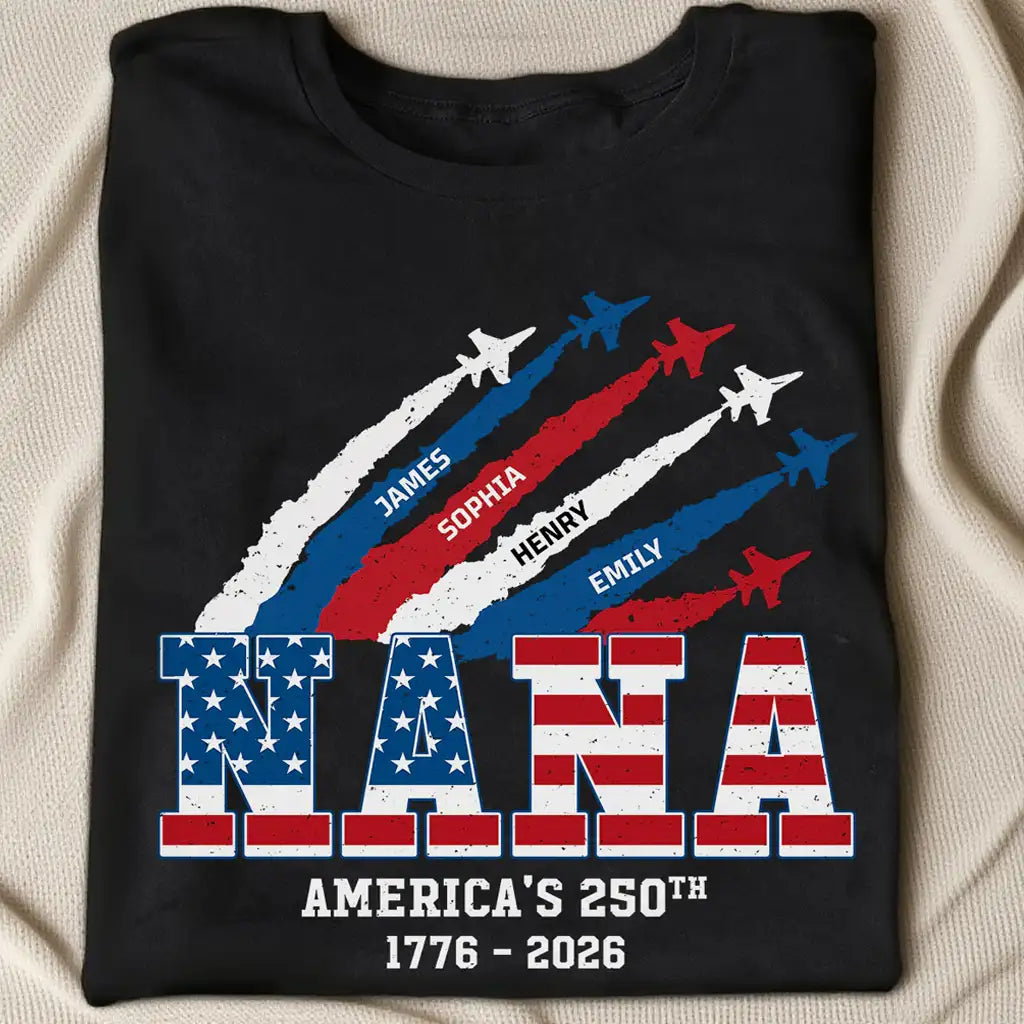 Nana Classic Tee, Personalized Family Pride With Jet Flyover, Creative Patriotic Gift For Grandma