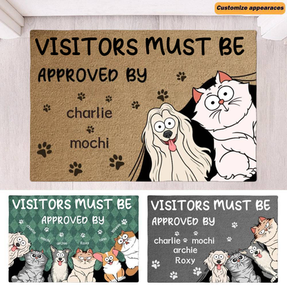 Welcome Humans! Our Doormat Is Pet Approved - Dog Personalized Custom Home Decor Decorative Mat - House Warming Gift, Gift For Pet Lovers, Pet Owners