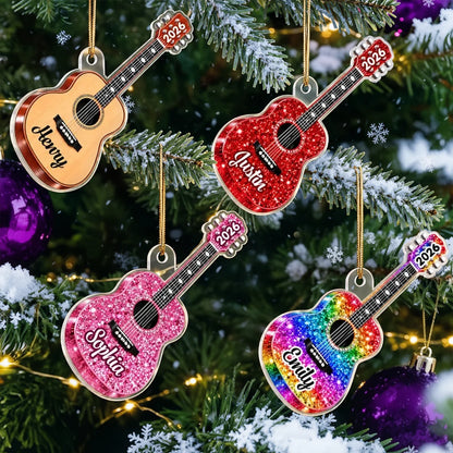Personalized Guitar Acrylic Ornament, Colorful Tree Decor & Unique Gift for Musicians and Music Lovers
