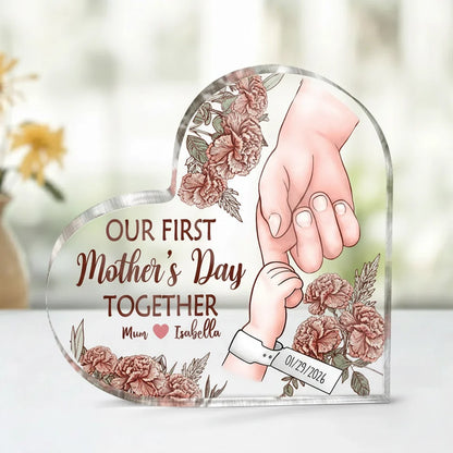 Our First Mother's Day Together Personalized Shaped Acrylic Block Plaque, Sweet Keepsake Gift for Mom