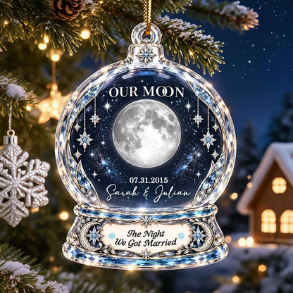 Our Moon Personalized Acrylic Ornament, Starry Christmas Tree Keepsake, Creative Gift for a Couple