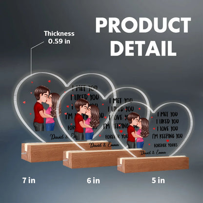 Personalized LED Light Plaque with Kissing Couple Illustration, Romantic Room Accent, Unique Gift for Wife or Husband
