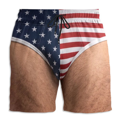 Men's Beach Shorts With Custom USA Flag Style, Creative Gift For Beach Trips & Pool Party Fun